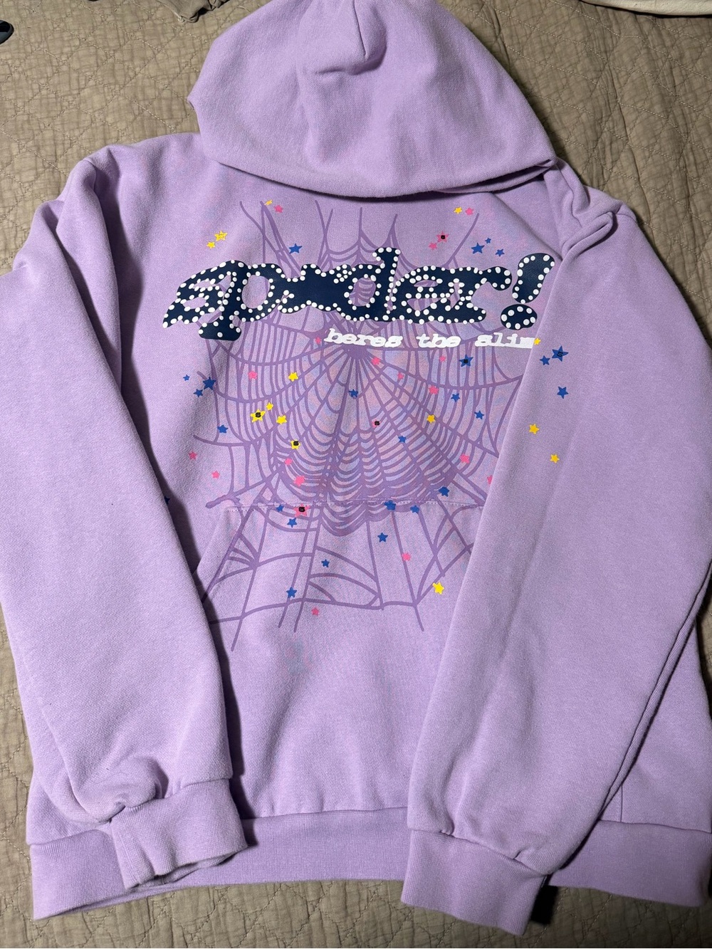 Spyder Lilac Purple Graphic Hoodie with Multicolor Star Accents